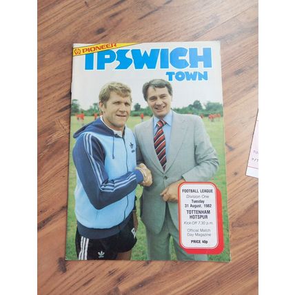 1982/83 Ipswich Town vs Tottenham / Spurs Division 1 Programme & Ticket