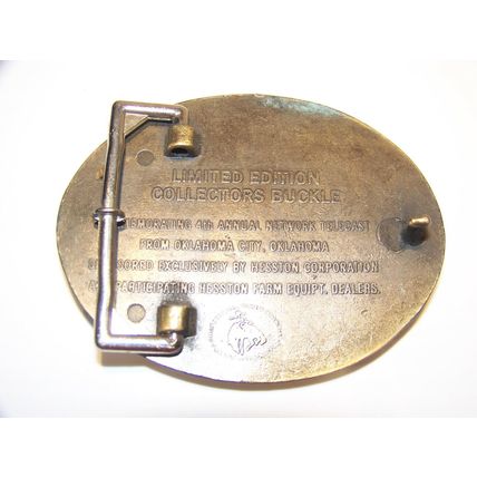 1977 NATIONAL FINALS RODEO BELT BUCKLE OKLAHOMA CITY HESSTON 4TH ANNUAL TELECAST