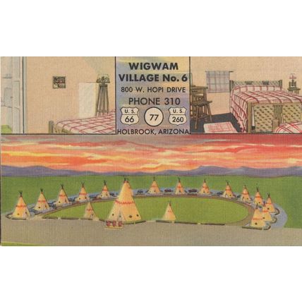Wigwam Village 6 Arizona Holbrook Linen Old USA Mint Postcard