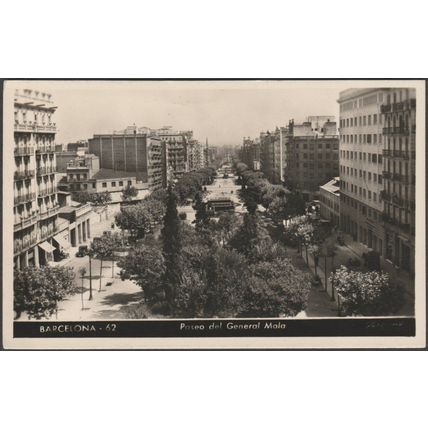 Paseo del General Mola, Barcelona, c.1950 - Pablo Dümmatzen Foto Tarjeta Postal