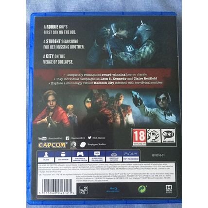 RESIDENT EVIL 2 (2019 Sony PlayStation 4 Remake of classic PS2 Zombie Game) PS4