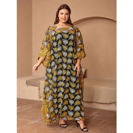 Plus Size clothing lace embroidered long dress African women's two-piece set