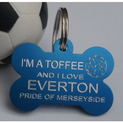 FOOTBALL DOG TAG PERSONALISED EVERTON TAG I'M A TOFFEE PRIDE OF MERSEYSIDE