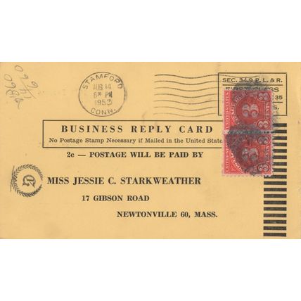 ZAYIX US Postage Due Cover Reply Card Stamford, Conn., 6c due 0924M0749