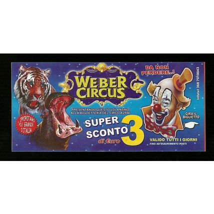 Biglietto Ingresso Circo - Weber - misura cm. 14x6.5