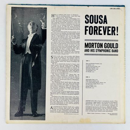 Morton Gould and His Symphonic Band - Sousa Forever LP Vinyl Record RCA LSC-2569