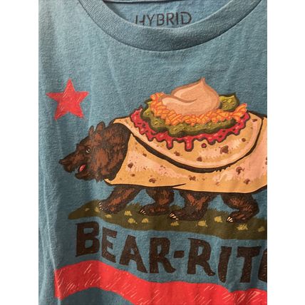 Hybrid Apparel Boys Short Sleeve T-Shirt Graphic Bear-Rito Size M Blue
