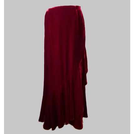 Kaliko red velvet silk suit 3 piece maxi skirt jacket top full length christmas