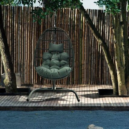 Hanging Hammock Chair with Stand & Cushion – Indoor/Outdoor Swing Egg Chair