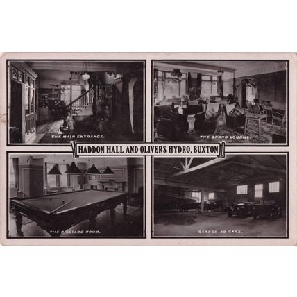 Olivers Hydro Buxton Derby Billiard Room Garage Cars Old RPC Postcard