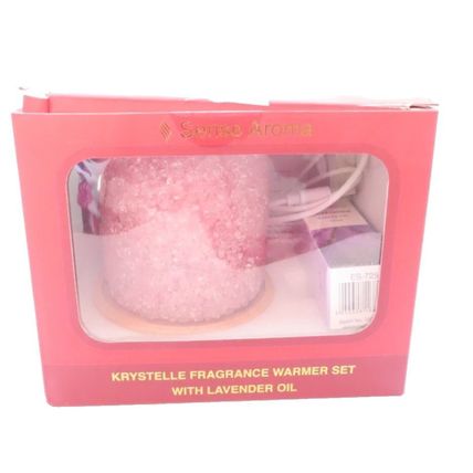 Pink Krstelle Fragrance Warmer Set 9 CM with Lavender Oil Boxed Oil Warmer