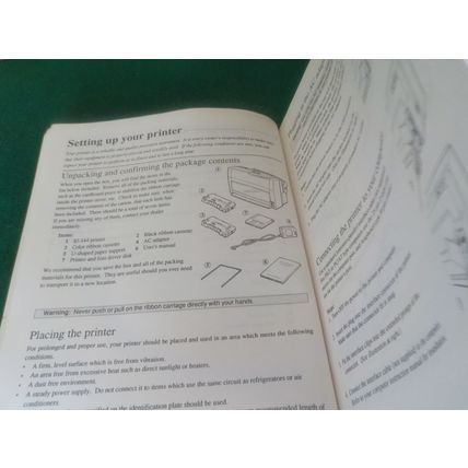 Star SJ-144 Colour & Monochrome Printer Manual, Parallel Cable. & Power Supply