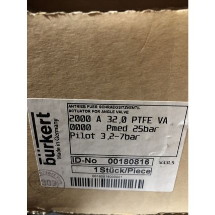 NEW FOR 1 1/4" Burkert 2000 A 32.0 PIPE VA, G1 1/4 PMED PILOT 3 Valve PISTON,BT