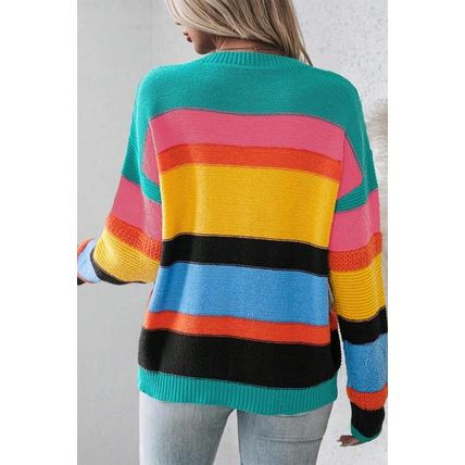 Yellow Colorblock Mixed Textured Drop Shoulder Sweater