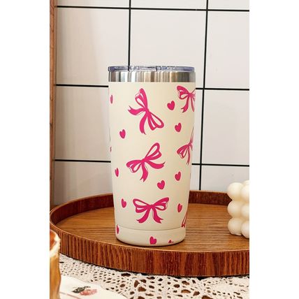 Rose Red Bows Hearts Printed Insulated Stainless Steel Cup