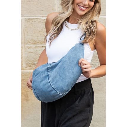 Dusk Blue Large Capacity Denim Crossbody Bag