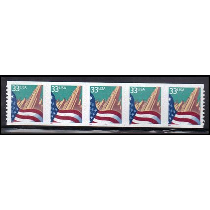 3281c 33c U.S. Flag Over City Very Fine MNH PNC 5555/5 KA9328