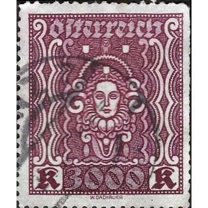 AUSTRIA, Woman's head, red-violet 1923, 3000kr