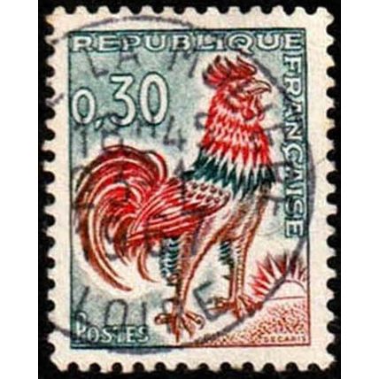 France 1965 Gallic Cock 0,30f Used Stamp.