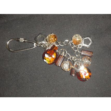 Loaded dark glass orange based carabiner keyring bag phone charm