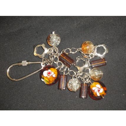 Loaded dark glass orange based carabiner keyring bag phone charm