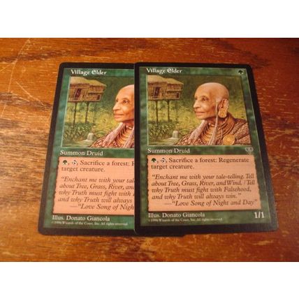 Magic the Gathering, MTG, 2-cards, 1996, VILLAGE ELDER