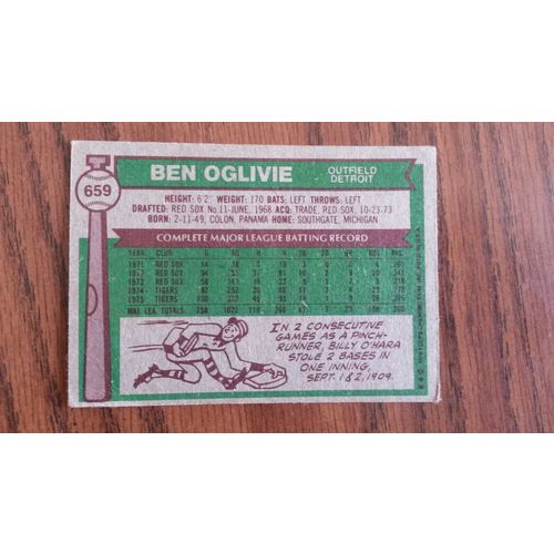 1976 Topps Card # 659 Ben Oglivie Good (2) Detroit Tigers