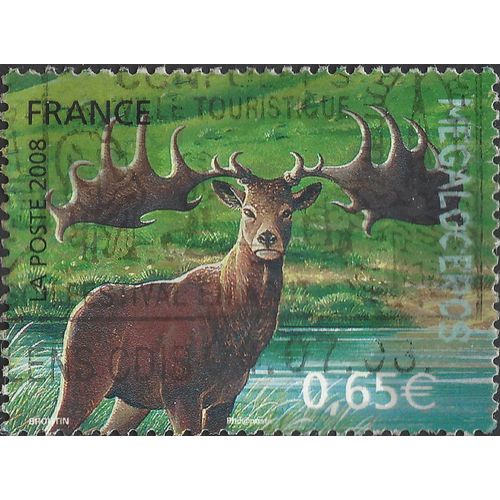 FRANCE, MAMMAL, Megaloceros, green 2008, 0.65Euro, #3