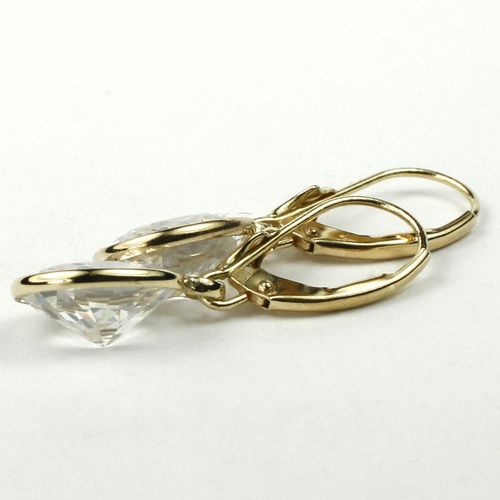 Cubic Zirconia, 14KY Gold Leverback Earrings, E101