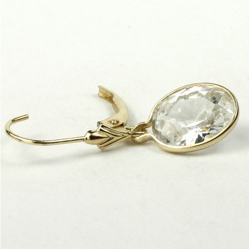 Cubic Zirconia, 14KY Gold Leverback Earrings, E101