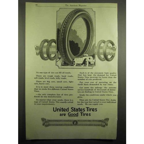 1918 United States Tires Ad - Good Tires