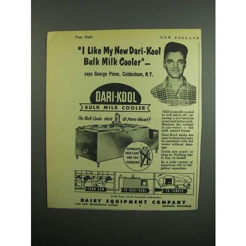 1954 Dairy Equipment Co. Dari-Kool Bulk Milk Cooler Ad