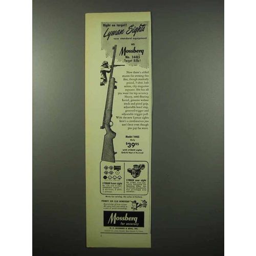 1955 Mossberg Model 144LS Rifle Ad - Lyman Sights