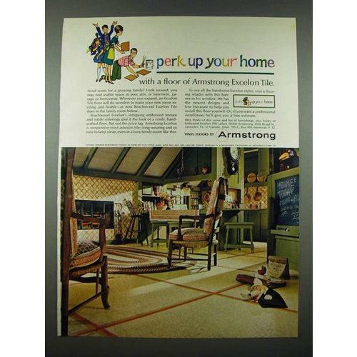 1965 Armstrong Beachwood Excelon Vinyl Tile Ad - Perk Up Your Home
