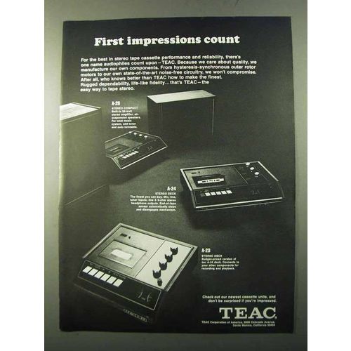 1971 TEAC A-25, A-24 and A-23 Stereo Tape Deck Ad