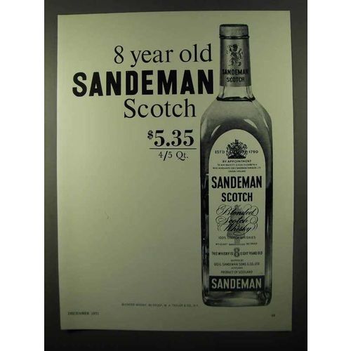 1971 Sandeman Scotch Ad - 8 Year Old