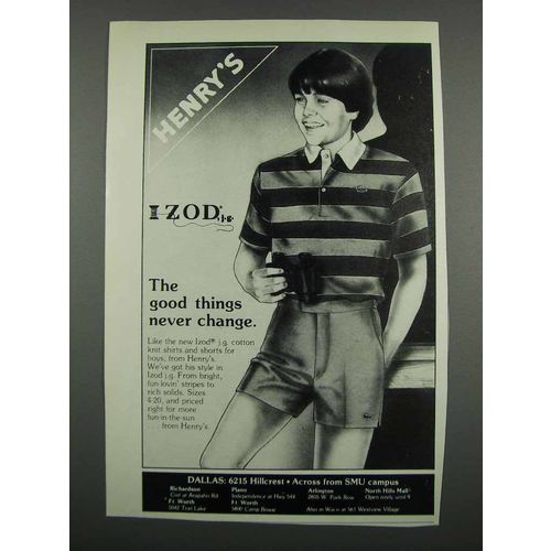 1983 Henry's Izod Shirts and Shorts for Boys Ad