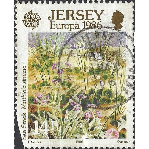 JERSEY, FLOWER Sea Stock, violet 1986, 14p