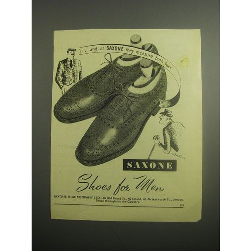 1948 Saxone Shoes Ad - Cartoon by Anton - They measure both feet