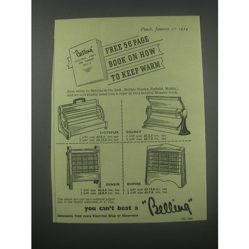 1954 Belling Hotspur, Solray, Dinkie and Empire Fires Advertisement