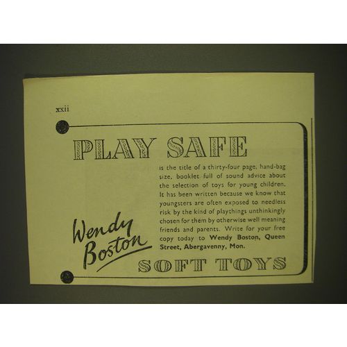 1955 Wendy Boston Soft Toys Ad - Play Safe