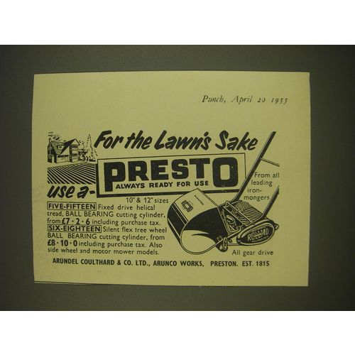 1955 Presto Lawn Mower Ad - For the lawn's sake