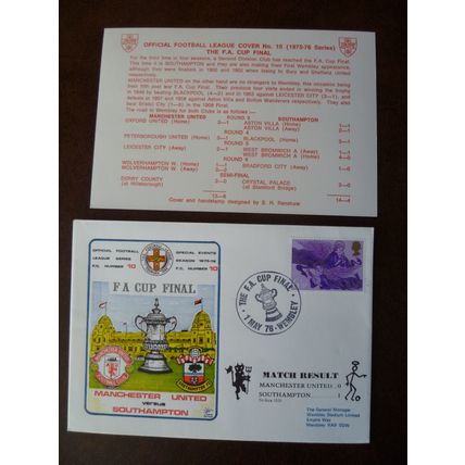 1976 Manchester Utd v Southampton Dawn Football Cover No9 stamps Special Event