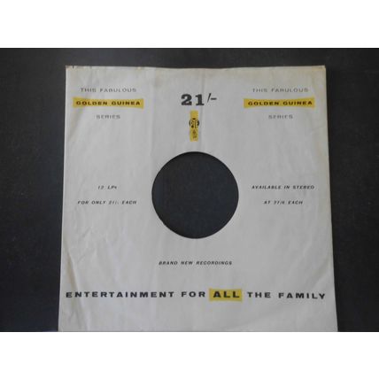 12" 1959. PYE - GOLDEN GUINEA .RECORD INNER.BLACK/YELLOW, FIRESIDE THEATRE,EXCE