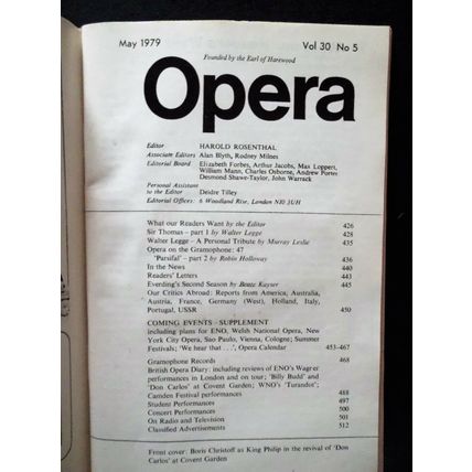 Vintage Opera Magazine "The Munich Season" May 1979
