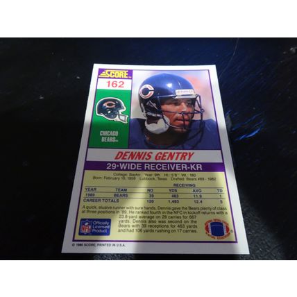 1990 Score Football Card # 162 Dennis Gentry Excellent-Mint (6) Chicago Bears