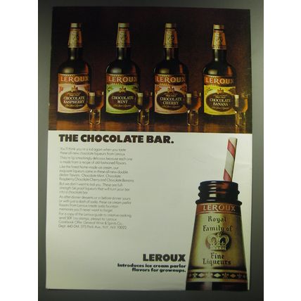 1974 Leroux Liqueurs Ad - The chocolate bar