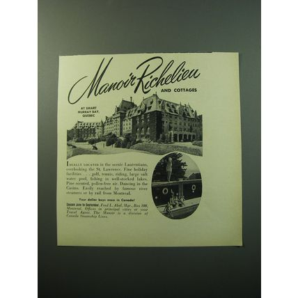1950 Manor Richelieu Resort Advertisement