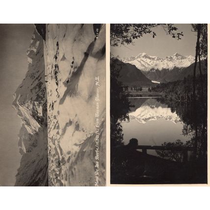 Mont De La Beche & Tasman Glacier New Zealand 2x Old Photo Postcard s