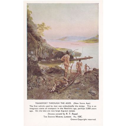 Old Stone Age Transport Through The Ages Prehistoric Postcard